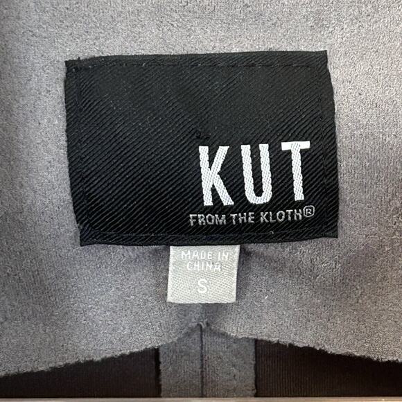 KUT from the Kloth Moto Jacket Gray Faux Suede Waterfall Size Small - Picture 5 of 6